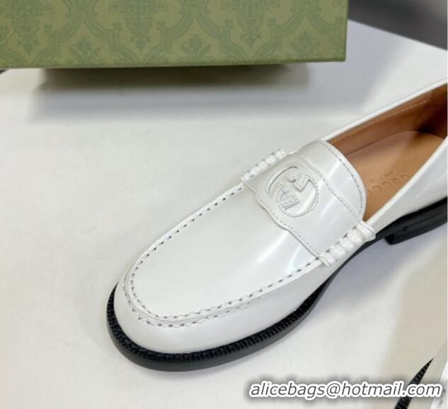 Good Product Gucci Interlocking G Leather Loafers White 724117