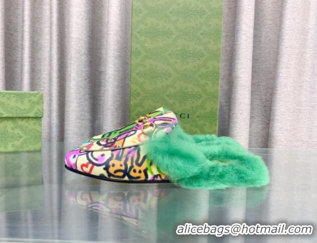 Perfect Gucci Flat Slipper in Animal Printed Leather Green 728020