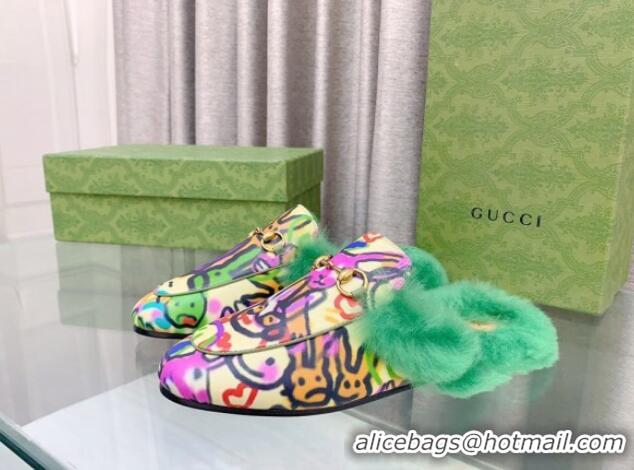 Perfect Gucci Flat Slipper in Animal Printed Leather Green 728020