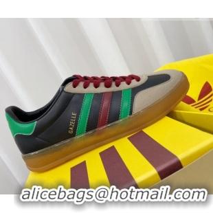 Grade adidas x Gucci Gazelle Low-top Sneakers in Calfskin Leather Black 081017