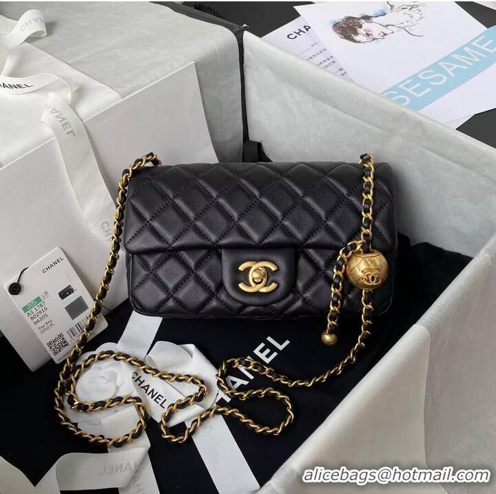 Good Product Chanel MINI Flap Bag Original Sheepskin Leather AS1787 Black & Gold Ball