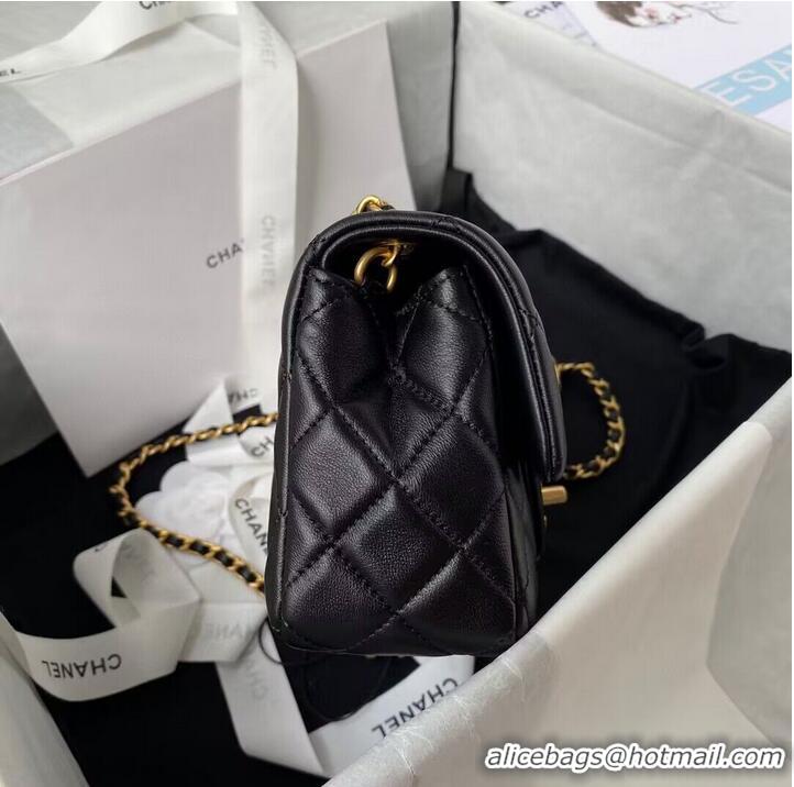 Good Product Chanel MINI Flap Bag Original Sheepskin Leather AS1787 Black & Gold Ball