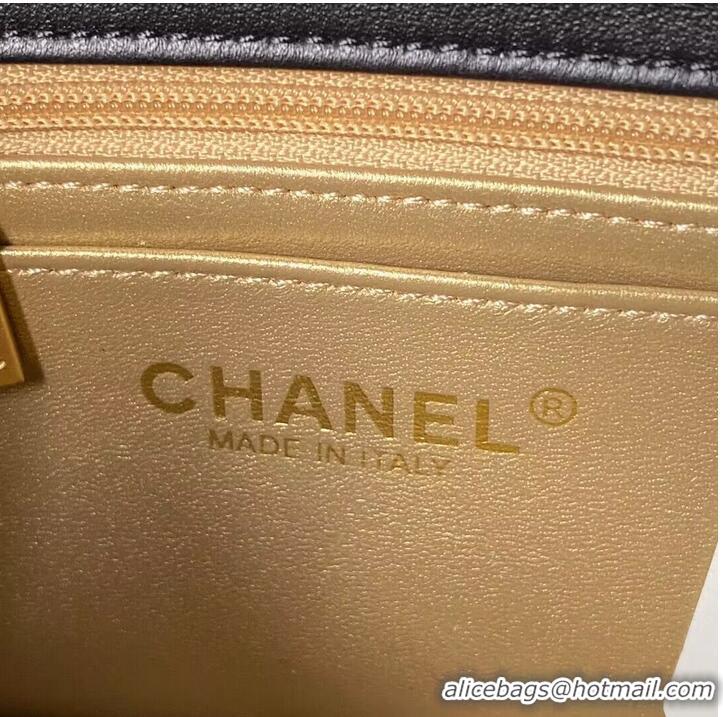 Good Product Chanel MINI Flap Bag Original Sheepskin Leather AS1787 Black & Gold Ball