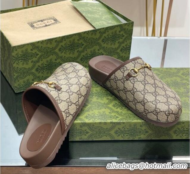 Grade Quality Gucci GG Supreme Canvas Horsebit Flat Mules 814025