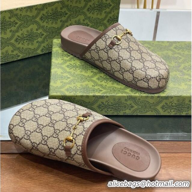 Grade Quality Gucci GG Supreme Canvas Horsebit Flat Mules 814025