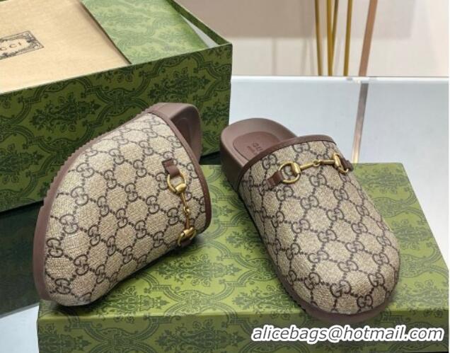 Grade Quality Gucci GG Supreme Canvas Horsebit Flat Mules 814025