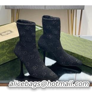 Top Grade Gucci GG Knit Ankle Boots 7.5cm Black 814024