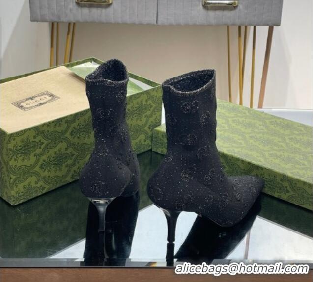 Top Grade Gucci GG Knit Ankle Boots 7.5cm Black 814024