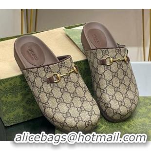 Best Grade Gucci GG Supreme Canvas Horsebit Flat Mules 814026