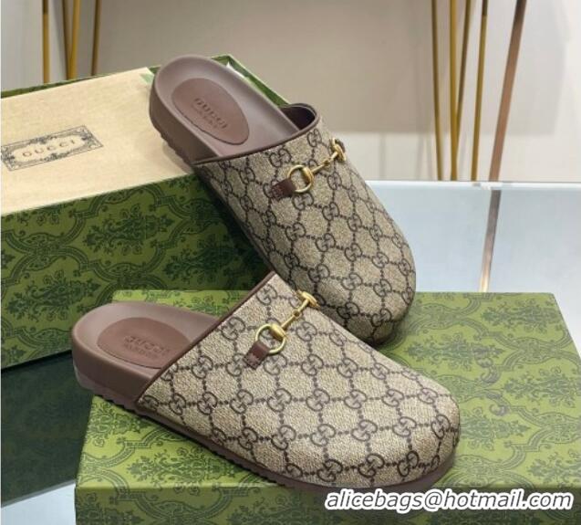 Best Grade Gucci GG Supreme Canvas Horsebit Flat Mules 814026