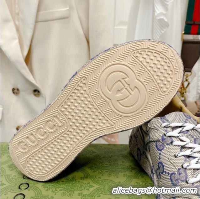 Low Price Gucci GG Allover Sneakers Blue 0814028