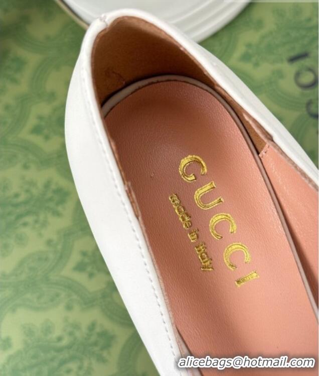 Charming Gucci High Heel Pump in White Calfskin 135mm Heel 381819