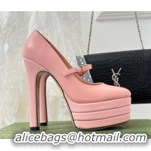 Top Design Gucci High Heel Pump in Pink Calfskin 135mm Heel 2381821