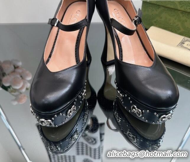 Unique Style Gucci Platform Pump with GG Studs 740602 Black