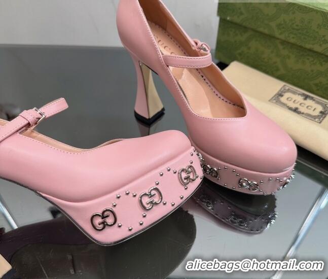 Popular Style Gucci Platform Pump with GG Studs 740602 Pink