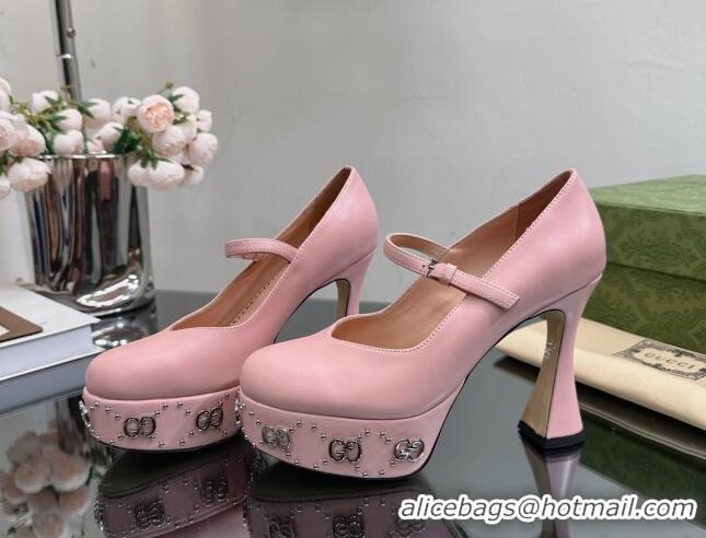 Popular Style Gucci Platform Pump with GG Studs 740602 Pink