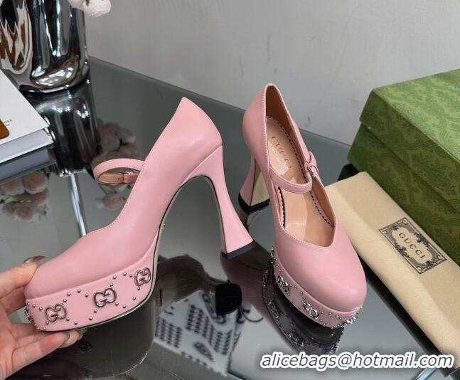 Popular Style Gucci Platform Pump with GG Studs 740602 Pink