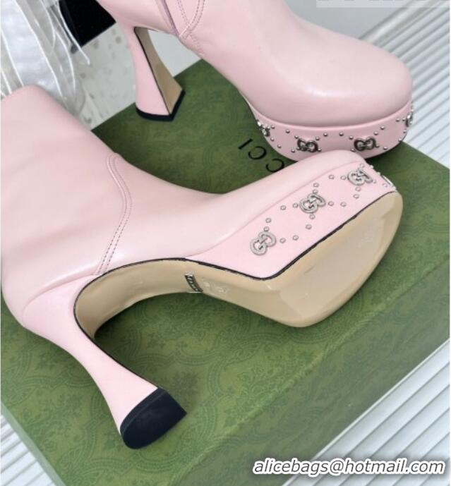 Charming Gucci Platform Boots with GG Studs 740599 Pink