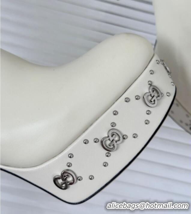 Good Product Gucci Platform High Boots with GG Studs 750519 White