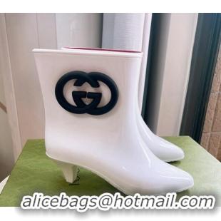 Trendy Design Gucci Rubber Interlocking G Heel Ankle Boots 5cm White 821016