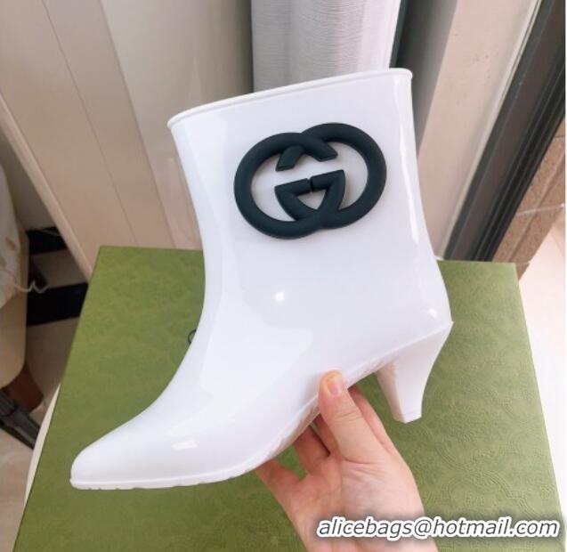 Trendy Design Gucci Rubber Interlocking G Heel Ankle Boots 5cm White 821016