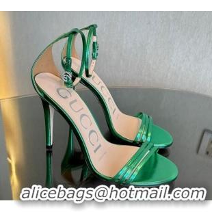 Pretty Style Gucci Heeled Metallic Leather Sandals 10cm Green 901055