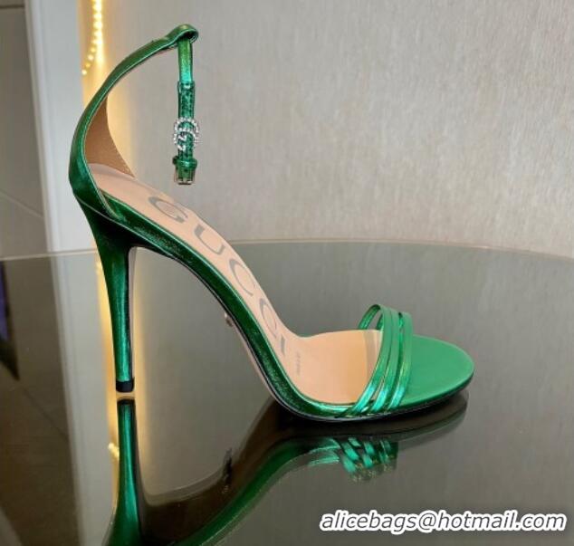 Pretty Style Gucci Heeled Metallic Leather Sandals 10cm Green 901055