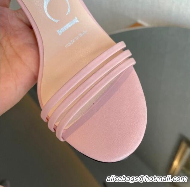 Best Product Gucci Heeled Calfskin Leather Sandals 10cm Light Pink 901060