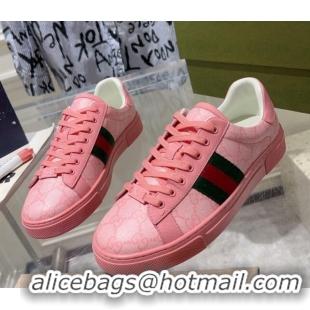 Grade Quality Gucci Ace GG Canvas Sneakers with Web Light Pink 912002