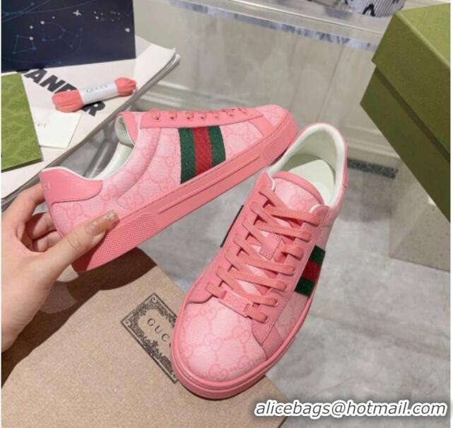 Grade Quality Gucci Ace GG Canvas Sneakers with Web Light Pink 912002