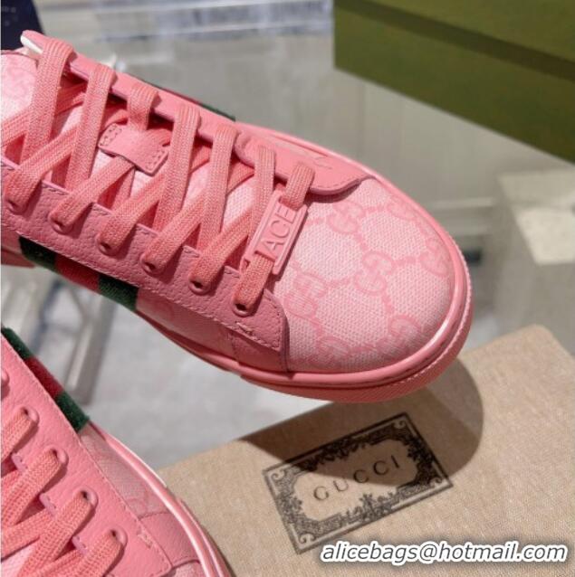 Grade Quality Gucci Ace GG Canvas Sneakers with Web Light Pink 912002