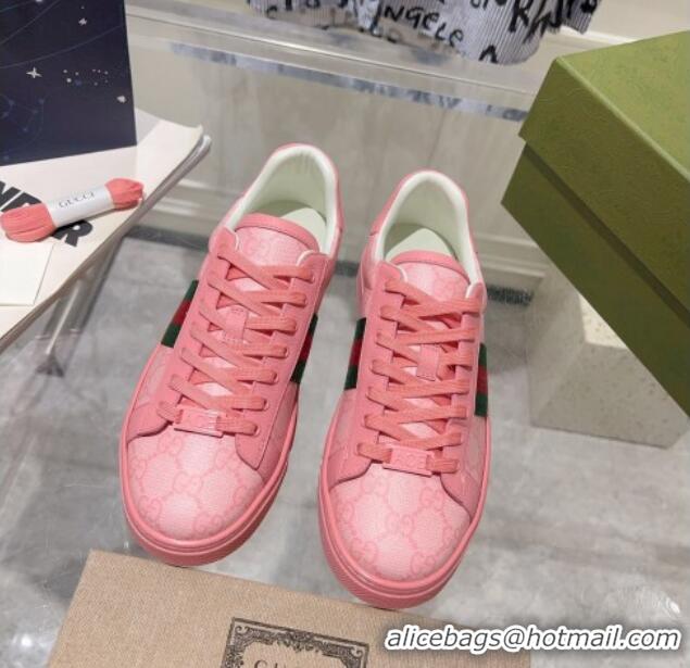 Grade Quality Gucci Ace GG Canvas Sneakers with Web Light Pink 912002