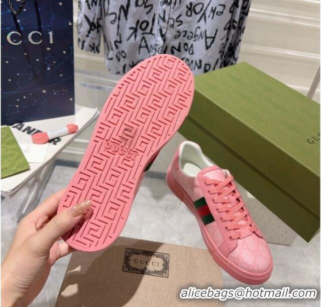 Grade Quality Gucci Ace GG Canvas Sneakers with Web Light Pink 912002