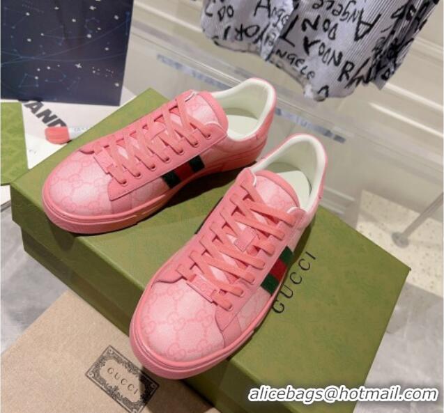 Grade Quality Gucci Ace GG Canvas Sneakers with Web Light Pink 912002