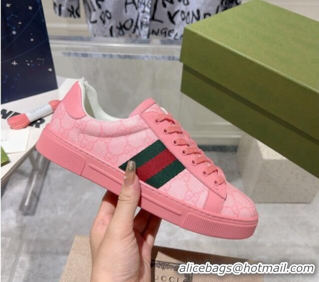 Grade Quality Gucci Ace GG Canvas Sneakers with Web Light Pink 912002