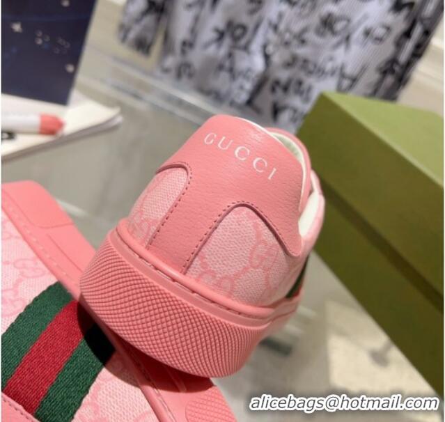 Grade Quality Gucci Ace GG Canvas Sneakers with Web Light Pink 912002