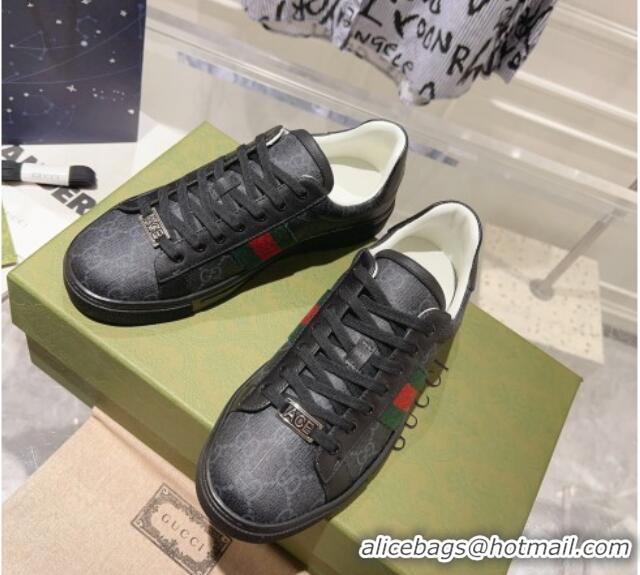 Good Quality Gucci Ace GG Canvas Sneakers with Web Black 912003