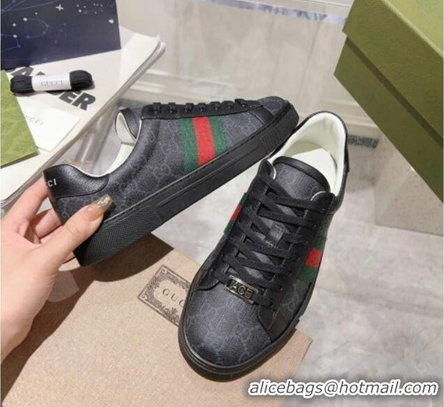 Good Quality Gucci Ace GG Canvas Sneakers with Web Black 912003