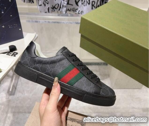 Good Quality Gucci Ace GG Canvas Sneakers with Web Black 912003