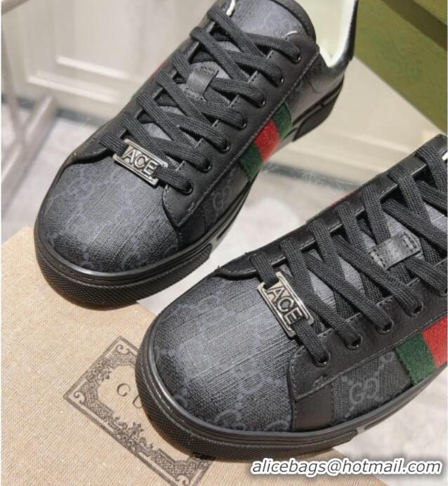 Good Quality Gucci Ace GG Canvas Sneakers with Web Black 912003