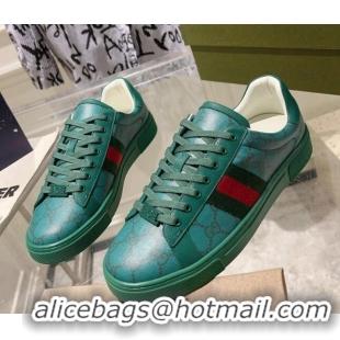 Best Price Gucci Ace GG Canvas Sneakers with Web Green 912004