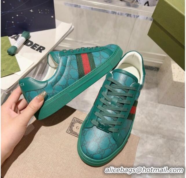 Best Price Gucci Ace GG Canvas Sneakers with Web Green 912004