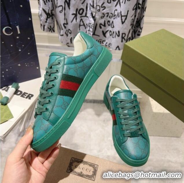 Best Price Gucci Ace GG Canvas Sneakers with Web Green 912004