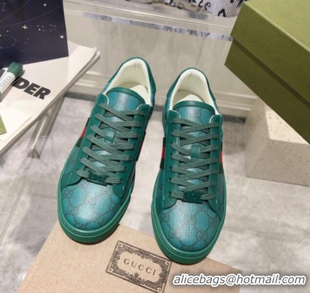 Best Price Gucci Ace GG Canvas Sneakers with Web Green 912004