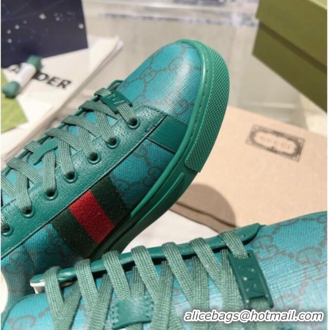 Best Price Gucci Ace GG Canvas Sneakers with Web Green 912004