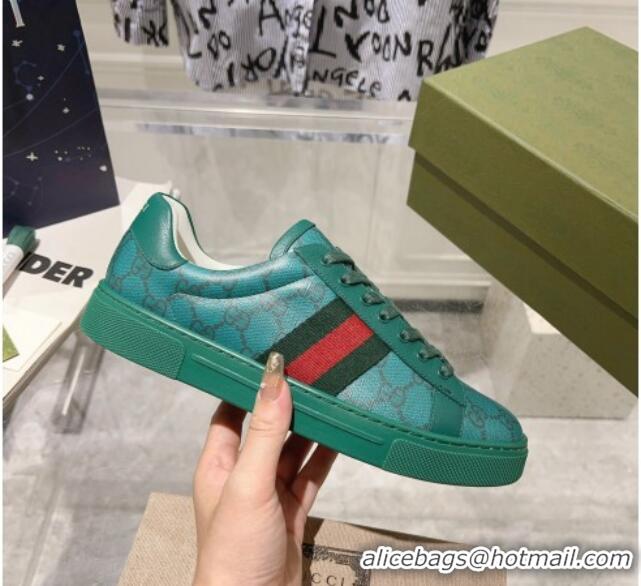 Best Price Gucci Ace GG Canvas Sneakers with Web Green 912004