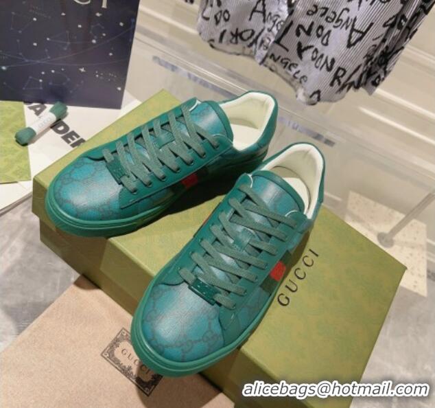 Best Price Gucci Ace GG Canvas Sneakers with Web Green 912004