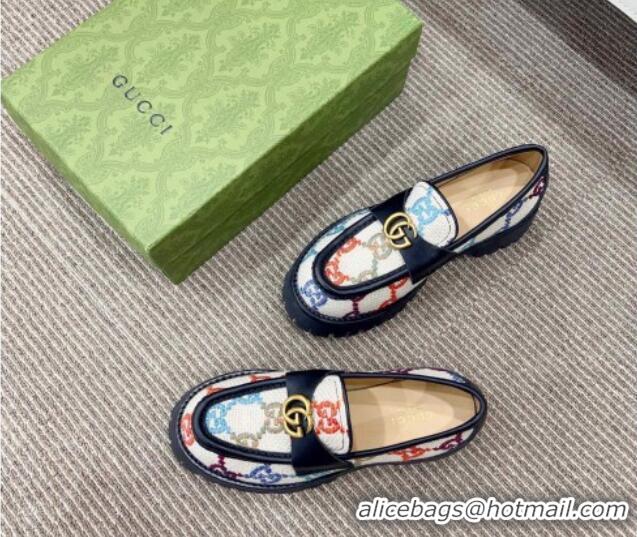 Elegant Gucci Jumbo GG Canvas Platform Loafers 3.5cm with GG Band Multicolor 916060