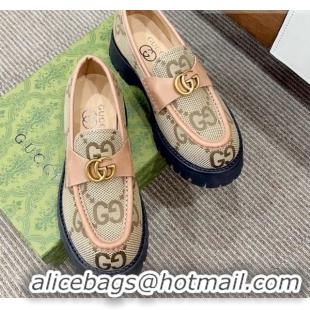 Affordable Price Gucci Jumbo GG Canvas Platform Loafers 3.5cm with GG Band Camel/Brown 916062