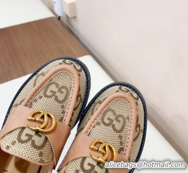 Affordable Price Gucci Jumbo GG Canvas Platform Loafers 3.5cm with GG Band Camel/Brown 916062